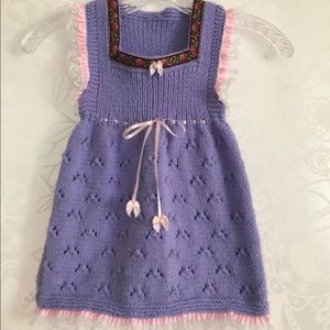 Knitted Baby Dress-Purple